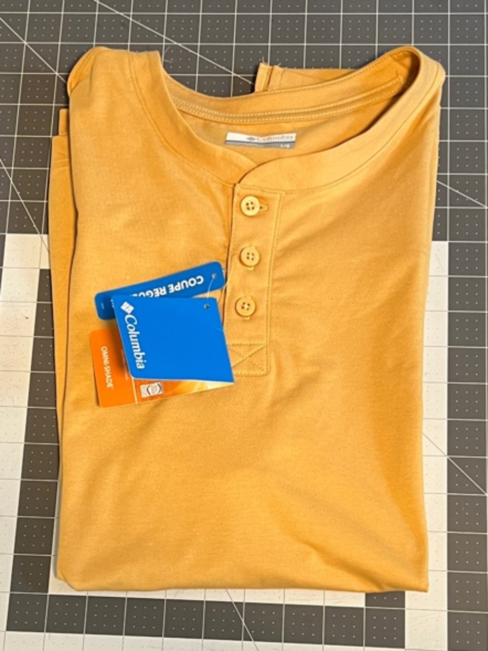 NWT Columbia Men’s Short Sleeve Henley Shirt - mustard yellow